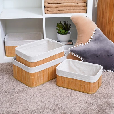 Gambar Informa Keranjang Penyimpanan Bambu 35x25x15 cm Set 3 pcs