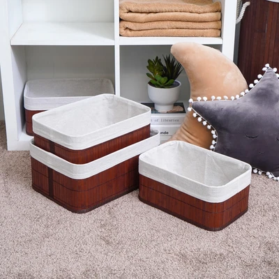 Gambar Informa Kotak Penyimpanan Bambu 35x25x15 cm Set 3 pcs - Cokelat