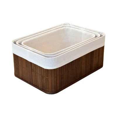 Gambar Informa Kotak Penyimpanan Bambu 35x25x15 cm Set 3 pcs - Cokelat