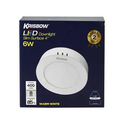 Gambar Krisbow Lampu Downlight Bulat Outbow Led 6 Watt Warm White