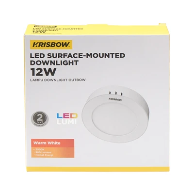 Gambar Krisbow Lampu Downlight Bulat Outbow Led 12 Watt - Warm White