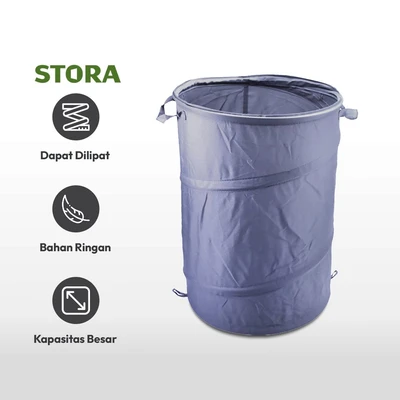 Gambar Stora 38x38x58 Cm Keranjang Laundry Lipat - Abu-abu Tua