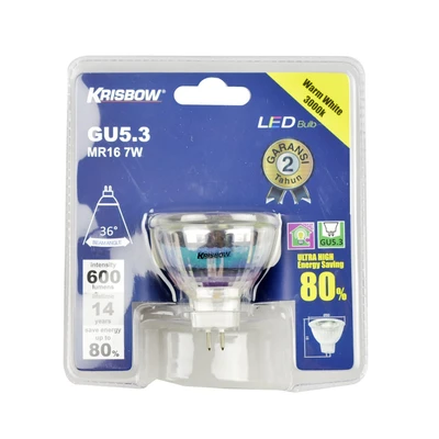 Gambar Krisbow Bohlam LED COB MR16 7 Watt 600 Lumen Warm White GU5.3 - Kuning