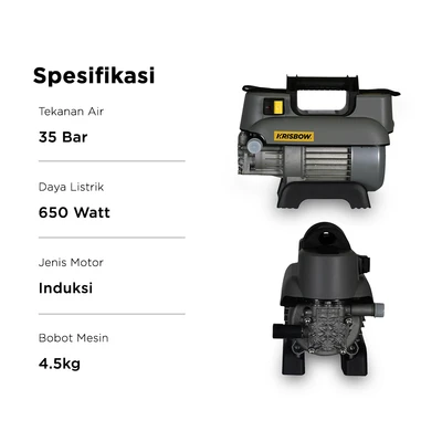 Gambar Krisbow High Pressure Cleaner 35 Bar FRHPE35 - Abu-Abu