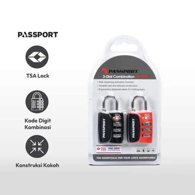 Gambar Passport Gembok Koper Tsa Kombinasi 3 Digit 2 Pcs - Hitam/Merah