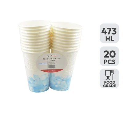 Gambar Kris Gelas Kertas 473 ml Set 20 Pcs - Putih