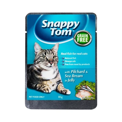 Gambar Snappy Tom 85 Gr Makanan Kucing Basah Pilchard Seabream