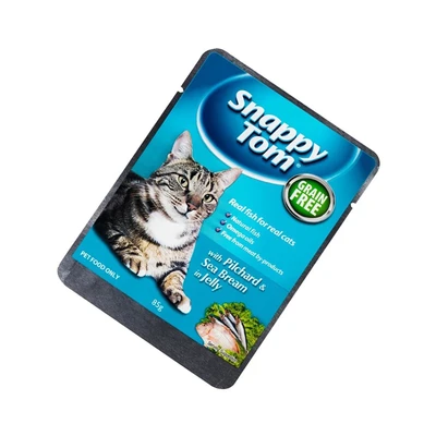 Gambar Snappy Tom 85 Gr Makanan Kucing Basah Pilchard Seabream