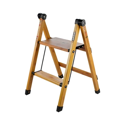 Gambar Fixsteps Tangga Lipat Aluminium Slim 2 Step Motif Kayu 63 cm