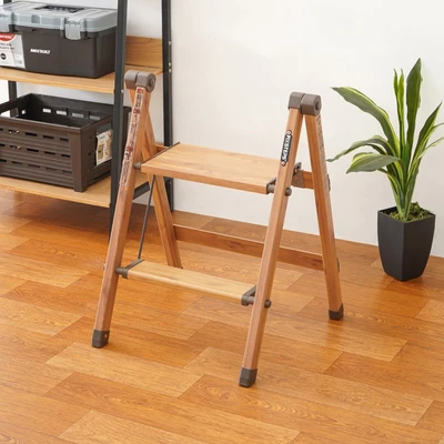 Gambar Fixsteps Tangga Lipat Aluminium Slim 2 Step Motif Kayu 63 cm