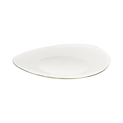 Gambar Delicia Piring Makan Kaca Gold Line 26.7x26.7 cm - Putih