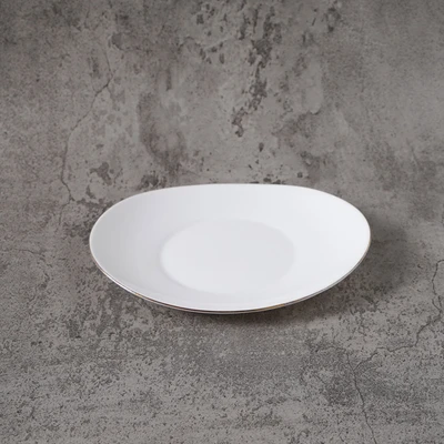 Gambar Delicia Piring Saji Dessert Kaca 21.5x21.5 cm - Putih/Gold