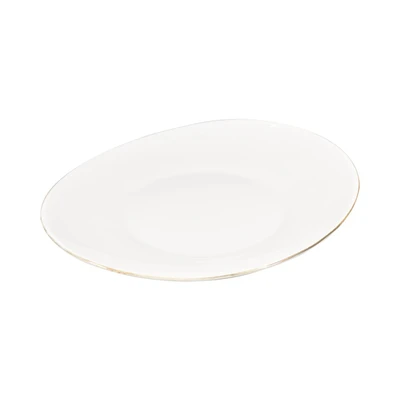 Gambar Delicia Piring Saji Dessert Kaca 21.5x21.5 cm - Putih/Gold