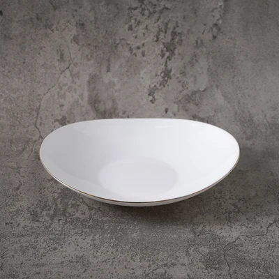 Gambar Delicia Piring Sup Kaca 22.5x22.5 cm - Putih/Gold