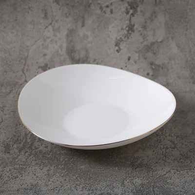 Gambar Delicia Piring Sup Kaca 22.5x22.5 cm - Putih/Gold