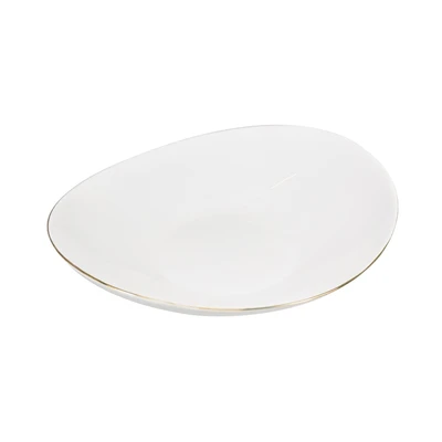 Gambar Delicia Piring Sup Kaca 22.5x22.5 cm - Putih/Gold
