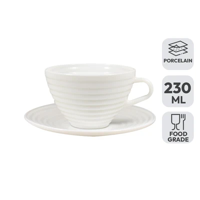 Gambar Delicia Cangkir Opal Dengan Saucer Kaca 230 ml - Putih