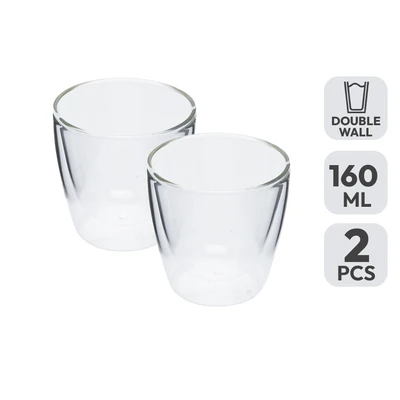 Gambar Delicia Gelas Kaca Borosilikat Double Wall 160 ml Set 2 Pcs Transparan