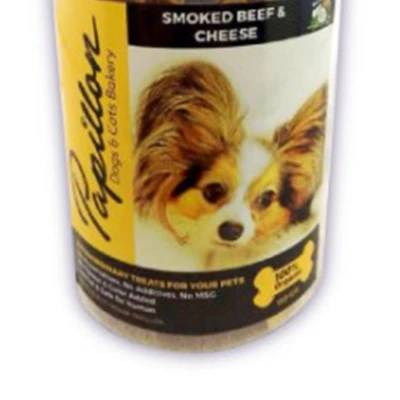Gambar Papillon Camilan Anjing Cookies Smoked Beef & Cheese 150 gr