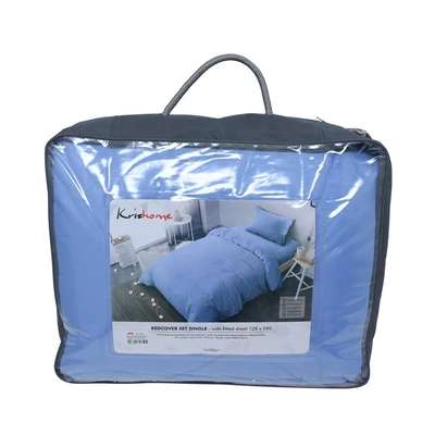 Gambar Sleeplite 120x200 Cm Set 4 Pcs Seprai Single Polyester Emboss - Biru