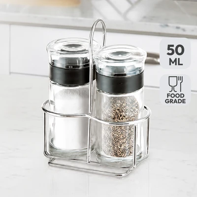 Gambar Kris Tempat Garam & Merica Kaca 50 ml Set 2 Pcs Transparan