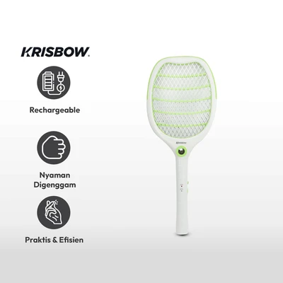 Gambar Krisbow Raket Nyamuk Rechargeable - Putih/Hijau