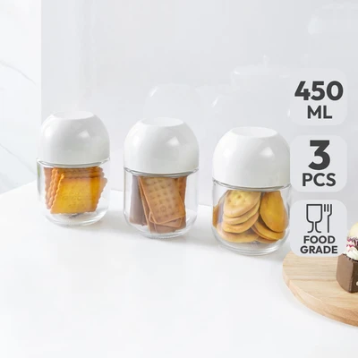 Gambar Elemental Kitchen Shona Stoples Kaca 450 ml Set 3 pcs - Abu-Abu
