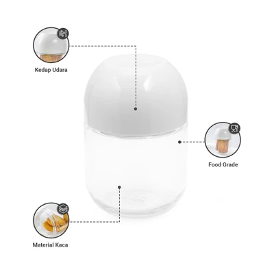 Gambar Elemental Kitchen Shona Stoples Kaca 450 ml Set 3 pcs - Abu-Abu