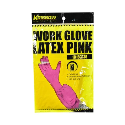 Gambar Krisbow Ukuran M Sarung Tangan Pengaman Kerja Latex - Pink