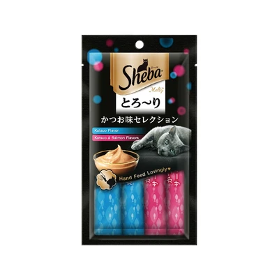 Gambar Sheba Camilan Kucing Adult Melty Katsuo Salmon 48 gr