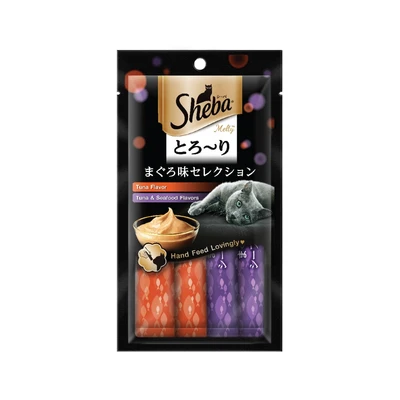 Gambar Sheba Camilan Kucing Adult Melty Tuna Seafood 48 gr