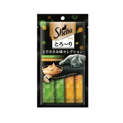 Gambar Sheba Camilan Kucing Adult Melty Chicken White Fish 48 gr
