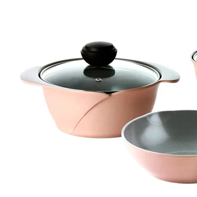 Gambar Cheftopf Perlengkapan Masak Ceramic Coating Set 3 pcs - Pink