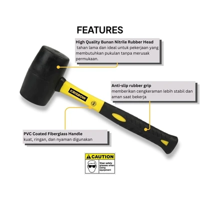 Gambar Krisbow Palu Karet 453 gr - Kuning/Hitam