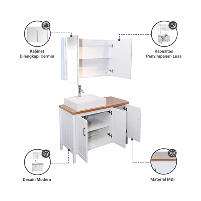 Gambar Informa Howard Set Kabinet Kamar Mandi - Putih Oak