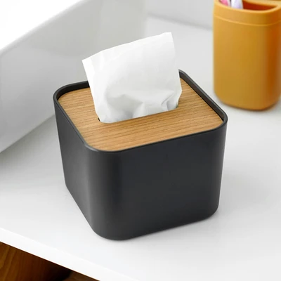 Gambar Informa 13x13x9.5 cm Zen Kotak Tisu Plastik - Hitam