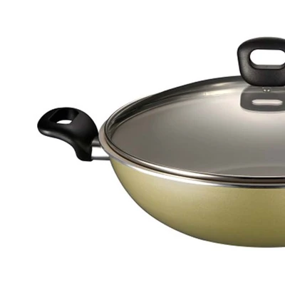 Gambar Krischef 32 Cm Wok Pan Dengan Tutup - Gold