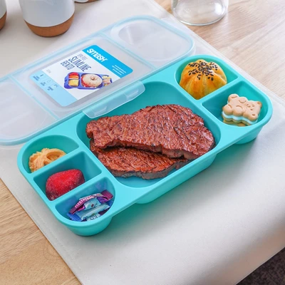 Gambar Smash Kotak Makan 6 Sekat Bento - Biru