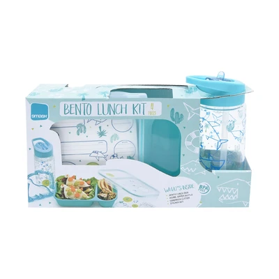 Gambar Smash Kotak Makan Anak 2 Sekat Shark Set 4 pcs - Biru