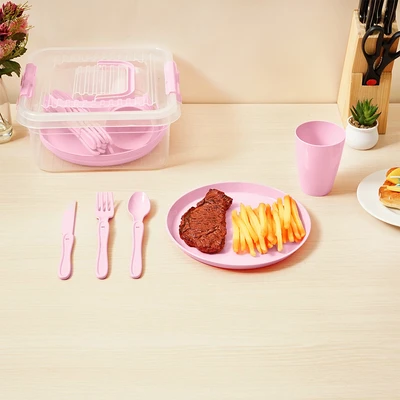 Gambar Appetite My Box Picnic Perlengkapan Makan Set 30 pcs - Pink