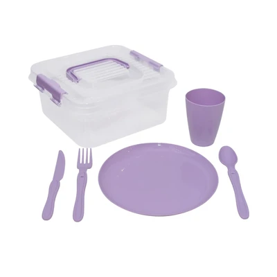 Gambar Appetite Set 30 Pcs My Box Picnic Perlengkapan Makan - Ungu