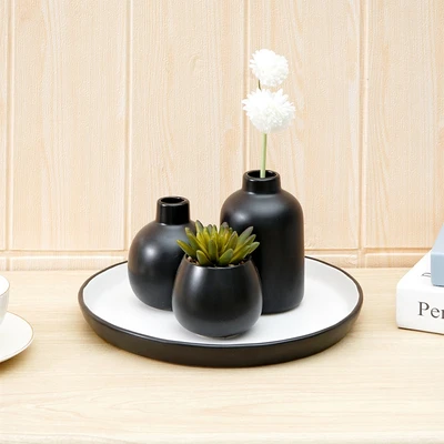 Gambar Informa Sully Vas Bunga Keramik Mix 24x26x26 cm Set 3 Pcs - Hitam
