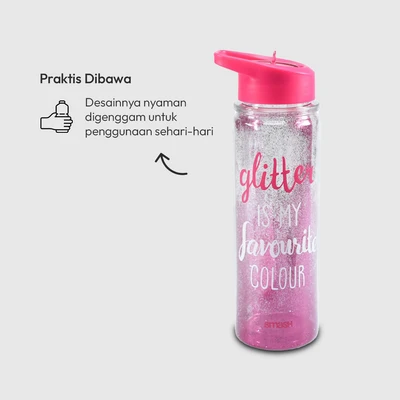 Jual Smash Botol Minum Tritan Dengan Sedotan Glitter 500 ml - Pink ...