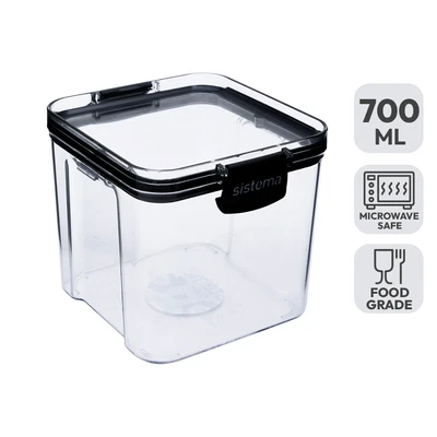 Gambar Sistema Wadah Makanan Plastik Tritan Square 700 ml Transparan