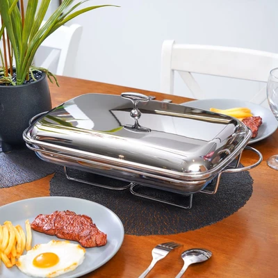 Gambar Appetite Casserole Penghangat Makanan Kaca Ellipse 3 Liter - Silver