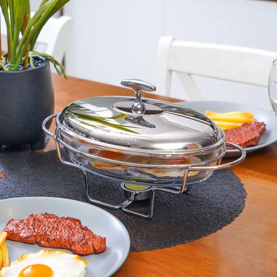 Gambar Appetite Casserole Penghangat Makanan Ellipse Oval 1.6 Liter - Silver