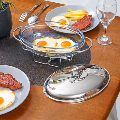 Gambar Appetite Casserole Penghangat Makanan Ellipse Oval 1.6 Liter - Silver