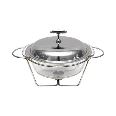 Gambar Appetite Casserole Penghangat Makanan Kaca Ellipse Round 2 Liter - Silver