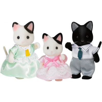 Gambar Sylvanian Families Set Boneka Hewan City House Tuxedo Cat Family