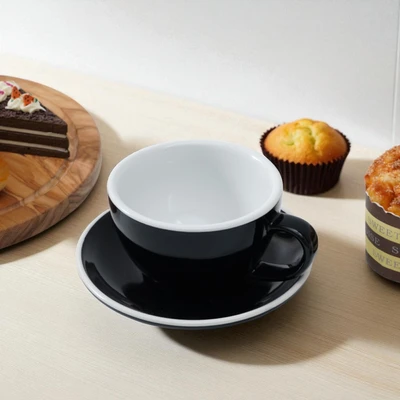 Gambar Kris Cangkir Cappucino Dengan Saucer Porcelain 350 ml - Hitam